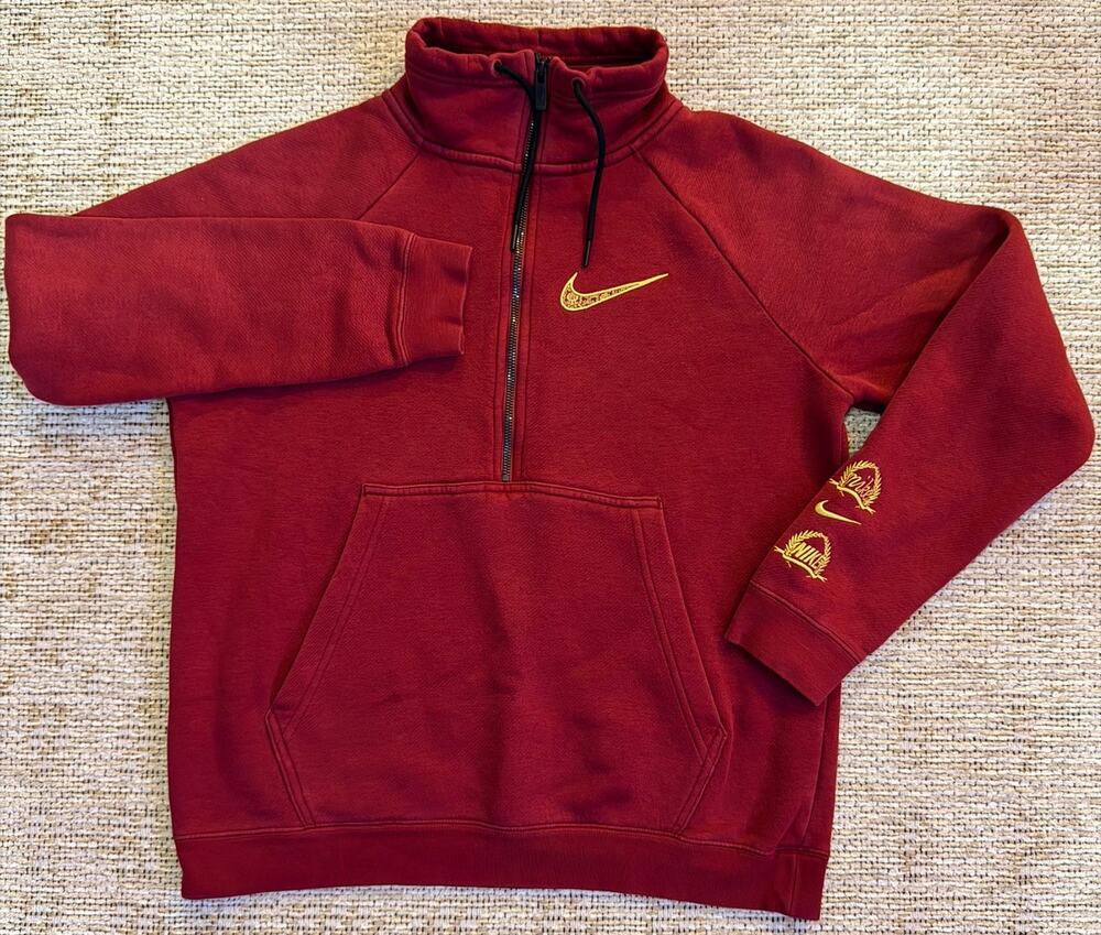 Nike Kobe Mamba Rage Red Metallic Gold Quarter Zip Pullover Hoodie M
